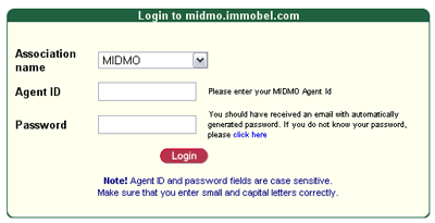 login screen